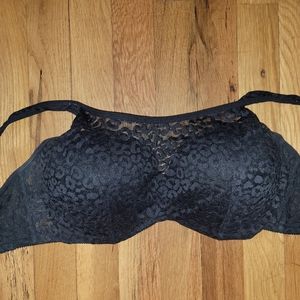 Black lace leopard print bra